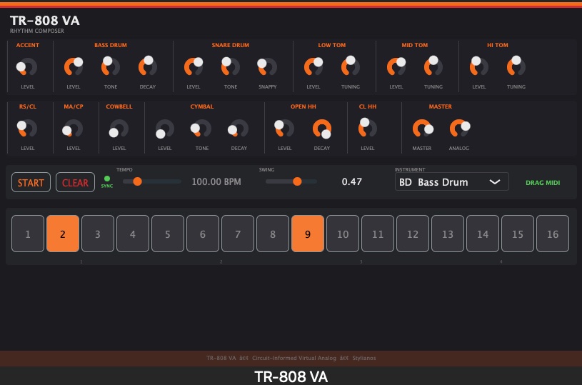 TR-808 VA interface